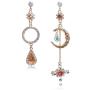 GIMEFIVE Asymmetrical Vintage Opal Sun and Moon Planet Earrings Bohemian Tassel Design Drop Earring with Clear Crystal for Woman Girls