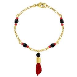 In Season Jewelry 18k Gold Plated Evil Eye Protection Red Figa Hand Amulet Good Luck Bracelet 7.5''