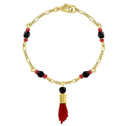 In Season Jewelry 18k Gold Plated Evil Eye Protection Red Figa Hand Amulet Good Luck Bracelet 7.5'' In Season Jewelry 18k Gold Plated Evil Eye Protection Red Figa Hand Amulet Good Luck Bracelet 7.5''