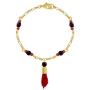In Season Jewelry 18k Gold Plated Evil Eye Protection Red Figa Hand Amulet Good Luck Bracelet 7.5''