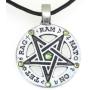 Trilogy Jewelry - Made in the USA Pewter Inverted Pentagram Tetragrammaton Runes Pendant w/ 6 Swarovski Crystal Peridot August Birthstone