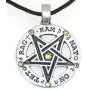 Trilogy Jewelry - Made in the USA Pewter Inverted Pentagram Tetragrammaton Runes Pendant w/ 6 Swarovski Crystal Peridot August Birthstone