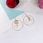 Sun Moon Asymmetric Imitation Pearl Earrings, Gold Annulus Pendant Earrings Drop Earrings Sun Moon Asymmetric Imitation Pearl Earrings, Gold Annulus Pendant Earrings Drop Earrings