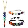 3pcs/Set 7 Chakra Lava Rock Stone Beads Yoga Reiki Healing Energy Balancing Gemstone Energy Balancing Necklace Bracelets Jewelry Set
