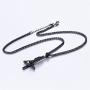 U7 Black Upside Down Crucifix Cross Pendant Black Stainless Steel Satanic Jewelry Inverted Cross Necklace, 3mm Twisted Metal Chain 24''