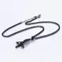 U7 Black Upside Down Crucifix Cross Pendant Black Stainless Steel Satanic Jewelry Inverted Cross Necklace, 3mm Twisted Metal Chain 24''