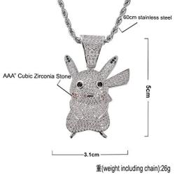 KMASAL Jewelry Hip Hop Iced Out Cute Cartoon Pendant Fully Simulated Diamond Chain 18K Gold Plated Necklace for Men Women