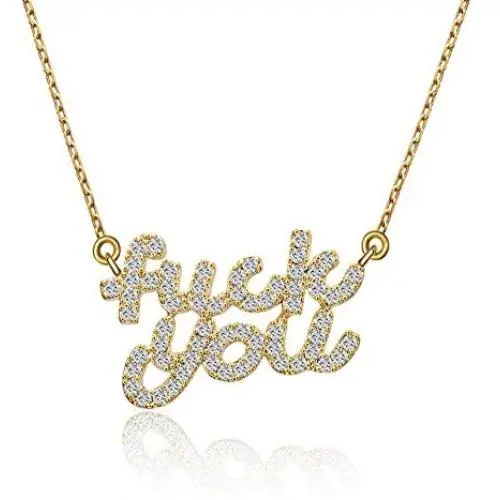 BMMYE Dainty Letter Necklace with Cubic Zirconia Pendant Unique Necklace Gold & Silver Charm Script Word Love Mama Valentines Day Mothers Day Bridesmaid Gift