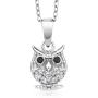925 Sterling Silver Owl Pendant Necklace With 18 Inch Chain Set with Zirconia from Swarovski