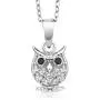 925 Sterling Silver Owl Pendant Necklace With 18 Inch Chain Set with Zirconia from Swarovski