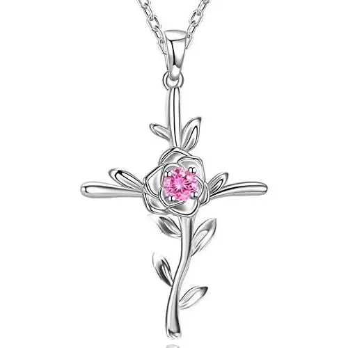 Mothers Day Necklace for Mom Birthday Gifts Love Rose Flower Love Heart Pendant Necklace Pink Tourmaline Birthstone Jewelry for Women Sterling Silver Mothers Day Necklace for Mom Birthday Gifts Love Rose Flower Love Heart Pendant Necklace Pink Tourmaline Birthstone Jewelry for Women Sterling Silver