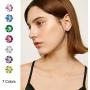 GoldChic Jewelry 6 Pair/7 Pairs Round Clear CZ Faux Pearl/Bezel-set Stud Earings Set 5mm Interchangeable,Stainless Steel Earrings for Sensitive Ears,[Can Change Stone]