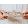SWEETV Rose Gold Wedding Tiara Earrings Jewelry Set for Women - Bridal Tiara & Dangle Earrings with Rhinestones