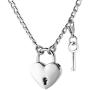 HZMAN Lover Heart Padlock Necklace Stainless Steel Padlock Collar Choker for Men Women with Lock and Key 24 Inch