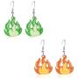 coadipress 2 Pairs Fire Flame Earrings Set for Women Teen Girls Cute Funny Green Yellow Acrylic Dangle Drop Earrings Jewelry Gifts
