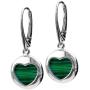 Amber by Graciana Sterling Silver Imitation Malachite Heart Round Earrings Pendant Set Rolo Chain 18 Inches
