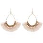 Big Tear Drop Dangle with Chain & Crystal Trimmings, Fan Shape Tassel Statement Earrings