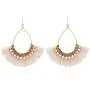 Big Tear Drop Dangle with Chain & Crystal Trimmings, Fan Shape Tassel Statement Earrings
