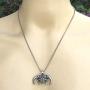Warrior Jewelry Skyrim Ancient Nord horned Helmet Gladiator Babarian Medieval Roman Viking Protection Amulet pewter boys mens pendant necklace Charm for boys men unisex w silver ball chain