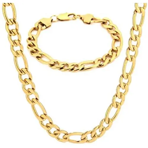 Tuccpai 316L Stainless Steel Mens and Womens Necklace Bracelet Jewelry Set Miami Cuban Necklace Tuccpai 316L Stainless Steel Mens and Womens Necklace Bracelet Jewelry Set Miami Cuban Necklace