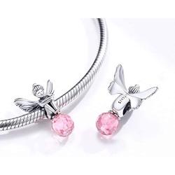 BAMOER 925 Sterling Silver Girl and Boy Bead Charms, Good Luck Charms Women Girls Bead Fit Bracelet Necklace Gift (Flower Fairy)