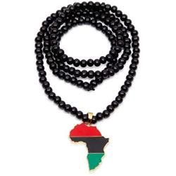 Okuna Outpost Traditional Africa Necklace with Country Pendant for Men and Women (Black, 30 in)