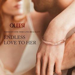 QLEESI Cuff Bangle Bracelets for Women Birthday, Adjustable Rose Gold Bangle Personalized Inspirational Jewelry for Teen Girls Sister, Gift for Valentines Day