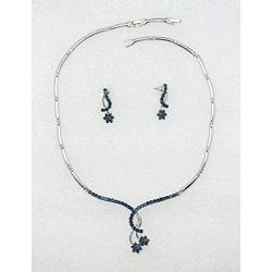 Faship Gorgeous Rhinestone Crystal Floral Necklace Earrings Set