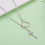 Presentski 925 Sterling Silver Y Lariat Necklace Chain Valentines Day Gift with Infinity Key Pendant,Love Heart Necklaces for Women Girls