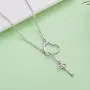 Presentski 925 Sterling Silver Y Lariat Necklace Chain Valentines Day Gift with Infinity Key Pendant,Love Heart Necklaces for Women Girls