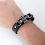 Eiffy Vintage Retro Rivet Punk Cool Hip Hop Leather Skull Skeleton Crossbone Biker Bangle Bracelet Mens Adjustable Jewelry