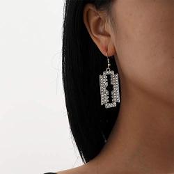 Aimimier Gothic Razor Blade Drop Earrings Crystal Punk Geometric Dangle Earrings Huggie Jewelry for Women and Girls