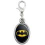 GRAPHICS & MORE Batman Classic Bat Shield Logo Antiqued Bracelet Pendant Zipper Pull Oval Charm with Lobster Clasp