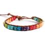 YGLINE Handmade Wrap Bracelet Turquoise, Jasper & Amazonite Natural Stones Leather Charm 5 Strands Boho Bracelet