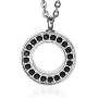 Heartfelt Large Circle of Life with Black Stones Cremation Jewelry Necklace Urn Memorial Keepsake Pendant for Ashes with Funnel Fill Kit