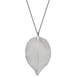 BriLove Womens Bohemian Boho Real Filigree Autumn Leaf Long Pendant Necklace