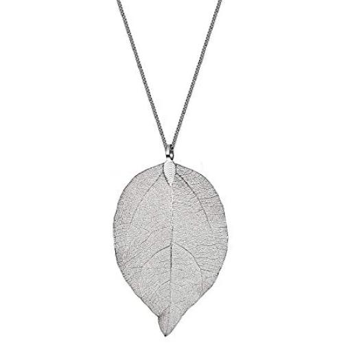 BriLove Womens Bohemian Boho Real Filigree Autumn Leaf Long Pendant Necklace