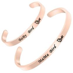 MAOFAED Mother Daughter Bracelet Mom and Baby Bird Bracelet Baby Baptism Jewelry for New Mom and Wife