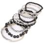 RIAH FASHION Multi Color Stretch Beaded Stackable Bracelets - Layering Bead Strand Statement Bangles