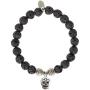 EvaDane Natural Lava Stone Gemstone Tibetan Bead Sugar Skull Charm Stretch Bracelet