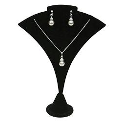 Black Velvet Jewelry Earring and Necklace Display Stand ~ 7 1/2'' Tall x 5 1/2'' Wide