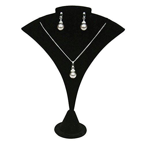 Black Velvet Jewelry Earring and Necklace Display Stand ~ 7 1/2'' Tall x 5 1/2'' Wide