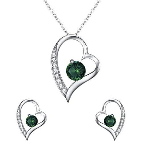 EleQueen 925 Sterling Silver Heart Jewelry Set for Women CZ Forever Love Heart Pendant Necklace Stud Earrings, Rolo Chain 20