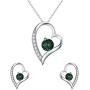 EleQueen 925 Sterling Silver Heart Jewelry Set for Women CZ Forever Love Heart Pendant Necklace Stud Earrings, Rolo Chain 20