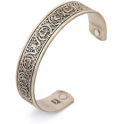 VASSAGO Viking Talisman Tree of Life and Raven Totem Magnetic Health Cuff Bracelet for Men/Women Gifts