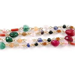 Gorgeous Indian Handmade Nine Semi Precious Stone (Navaratna) Necklace Also Removes Negative Energy Thoughts and Brings Good Luck Ideal for Girls Women and As Gift