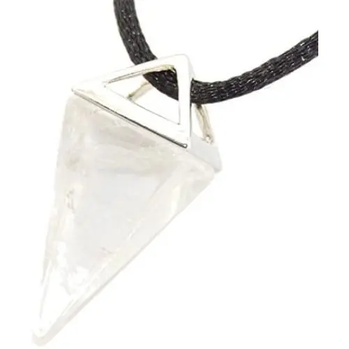 Celestial Collection - Large Pyramid Pendulum Triangle Point, Clear Quartz Pendant 1.38 inches 35mm - 20-22 Inch Adjustable Black Cord – Crystal Gemstone Collectibles Carved Necklace Handmade Charm Celestial Collection - Large Pyramid Pendulum Triangle Point, Clear Quartz Pendant 1.38 inches 35mm - 20-22 Inch Adjustable Black Cord – Crystal Gemstone Collectibles Carved Necklace Handmade Charm