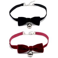 Gothic Bell Pendant Collar Choker Bowknot Velvet Ribbon Cosplay Necklace Black Velvet Ribbon Bow Tie Bell Short Choker Handmade Boho Costume Jewelry