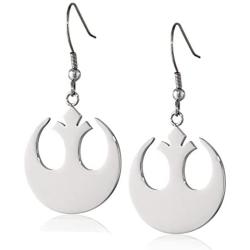 Amazon Collection Star Wars Jewelry Rebel Alliance Stainless Steel Dangle Hook Drop Earrings (SALES1SWMD), silver