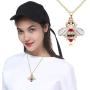 Osemind Bee Necklace for Women 14K Gold Honey Bee Pendant Necklace Enamel Bee Necklace Gold Bee Jewelry Gift for Teen Girls